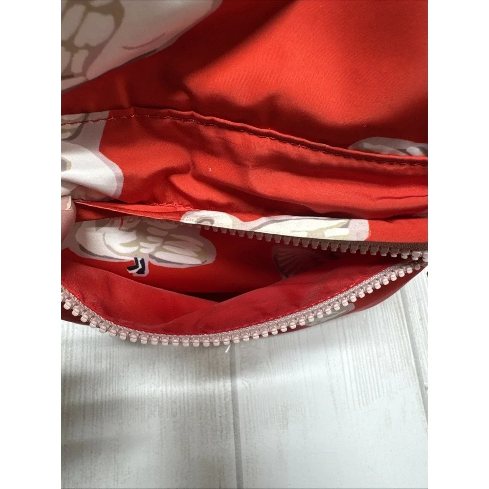STELLA McCARTNEY Kids Backpack White Swan on Red Nylon Front Pocket